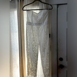 Lulus white strapless lace sequin women’s jumpsuit NWT XL bridal bachelorette